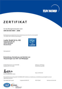 Laufer Zertifikat DIN EN ISO 9001:2008