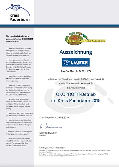 Laufer Ökoprofit Auszeichnung Paderborn